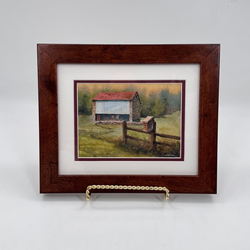 Christopher C Chadwick Chester County Spring Watercolor Barn Landscape Framed